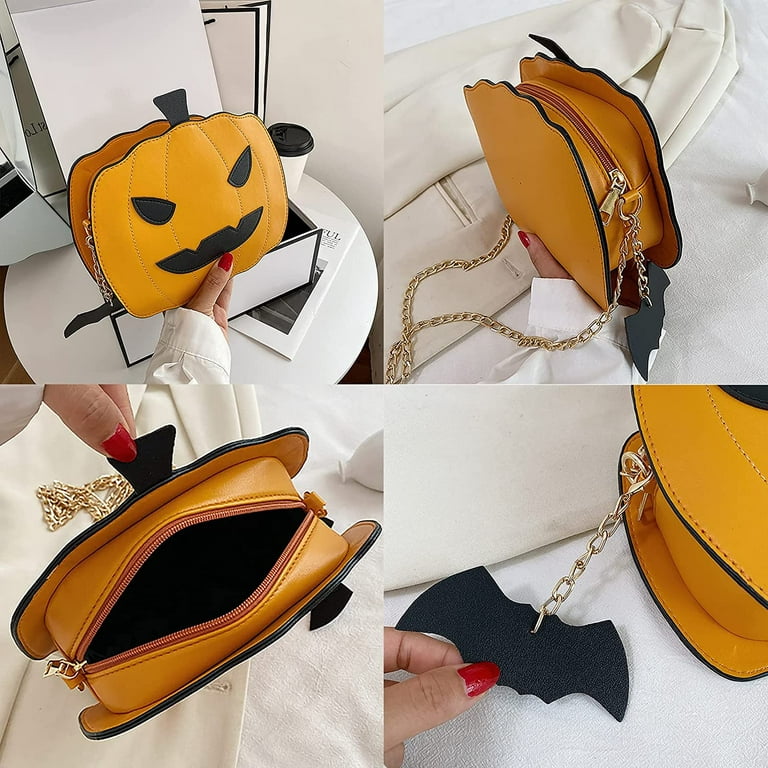 LAIBMFC Halloween Pumpkin Cute Ghost Purse, PU Leather Crossbody Bag Shoulder Bag for Girls, Spooky Season Trick or Treat, Girl's, Size: One size