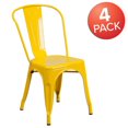 thumbnail image 4 of Commercial Grade 4 Pack Yellow Metal Indoor-Outdoor Stackable Chair, 4 of 9