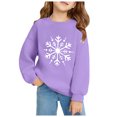 thumbnail image 3 of Girls Snowflake Print Crewneck Sweatshirt, Soft Long Sleeve Pullover Top for Kids, Casual Winter Fleece Lined Sweater Shirt for School Daily Wear, 3 of 6