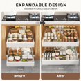thumbnail image 3 of 2 Pack Pull Out Cabinet Organizers 21"Deep With Raising Pad for Framed Cabinets,Expandable Slide Out Drawers Upgrade 3 Slide Rails,Roll Out Shelves Adhesive,Adjustable Width 15.2"-26.3" White, 3 of 14