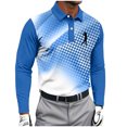 thumbnail image 2 of BRGZLK Men's Long Sleeve Tops 2026 Fall Winter Button Down Collared Printed Lightweigt Breathable Golf Sports Tee Shirt Outdoor Workout Casual Pullover T-shirt Blue XL, 2 of 5