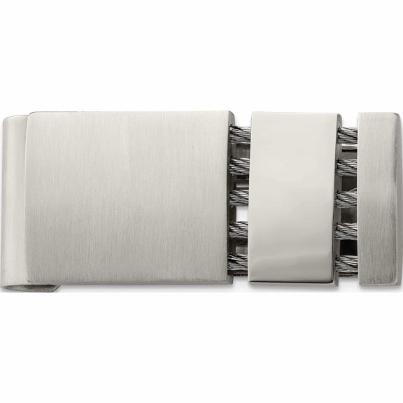 Stainless Steel Brushed And Polished With Cable Money Clip (42 X 18) Made In China -Jewelry By Sweet Pea