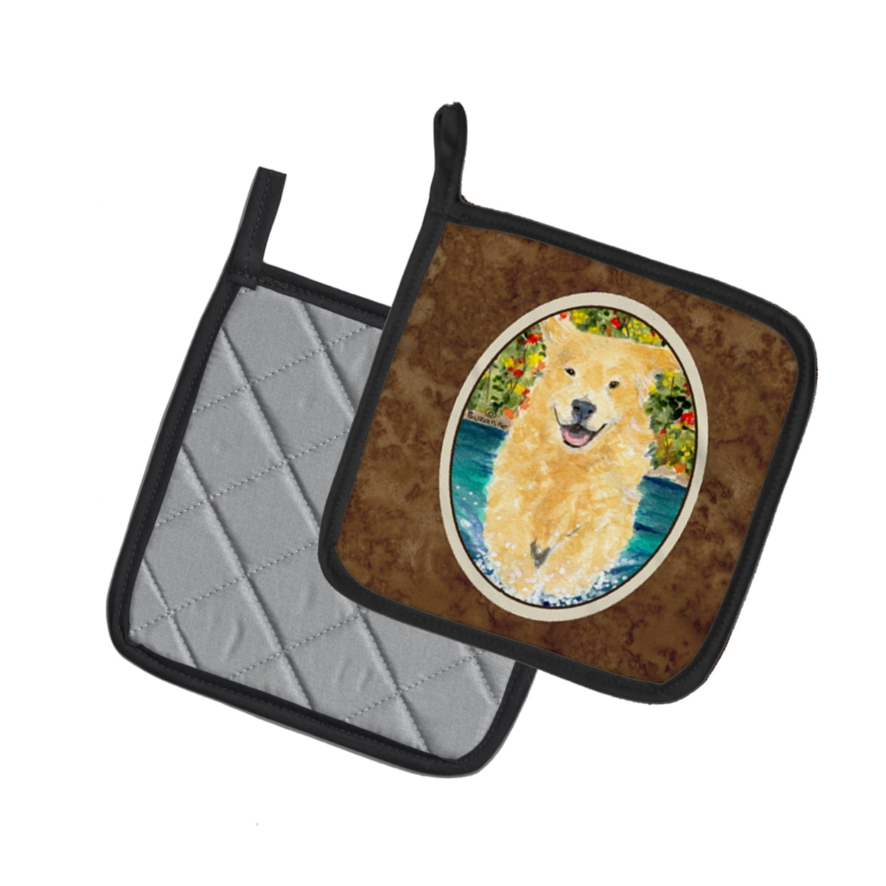 Carolines Treasures SS8978PTHD Golden Retriever Pair of Pot Holders, 7.5HX7.5W, multicolor