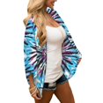 thumbnail image 4 of Trendfront Womens Tie Dye Kimono Cardigan Short Sleeve Open Front Lightweight Loose Fit Casual Summer Beach Vacation Layering Cover Up, 4 of 9