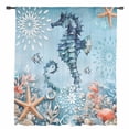 thumbnail image 2 of Blue Coastal Seahorse Semi Sheer Curtains Drapes for Living Room, Bedroom, French Doors Window 96 Inches Long, Summer Beach Starfish Botanical Rod Pocket Chiffon Curtain Drapery Voile Drape Panel, 2 of 6