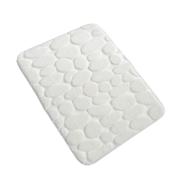 GROWTH TANK 40x60cm Floor Rug Quick-Dry Non-Slip Coral Velvet Toilet Rug for Restroom Milky Milky white