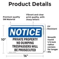 thumbnail image 2 of (2 Pack) Private Property No Dumping Trespassers OSHA Notice Sign, 2 of 7
