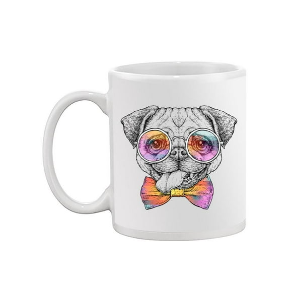 Cute Pug Dog With Glasses Mug  -Image by Shutterstock,