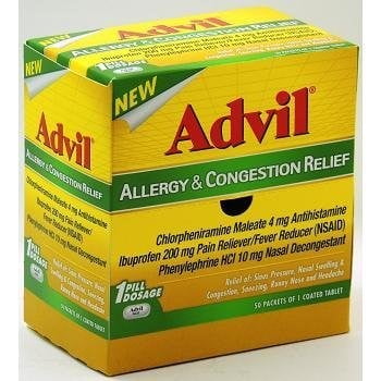 Advil Allergy &amp; Congestion Relief Antihistamine, Pain Reliever/Fever ...
