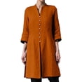 thumbnail image 1 of Hauts d'Été pour Femmes, Cardigans d'Entraînement Grande Taille Décontractés en Coton Lin Taille Fine Manches Fines Marron, 1 of 5