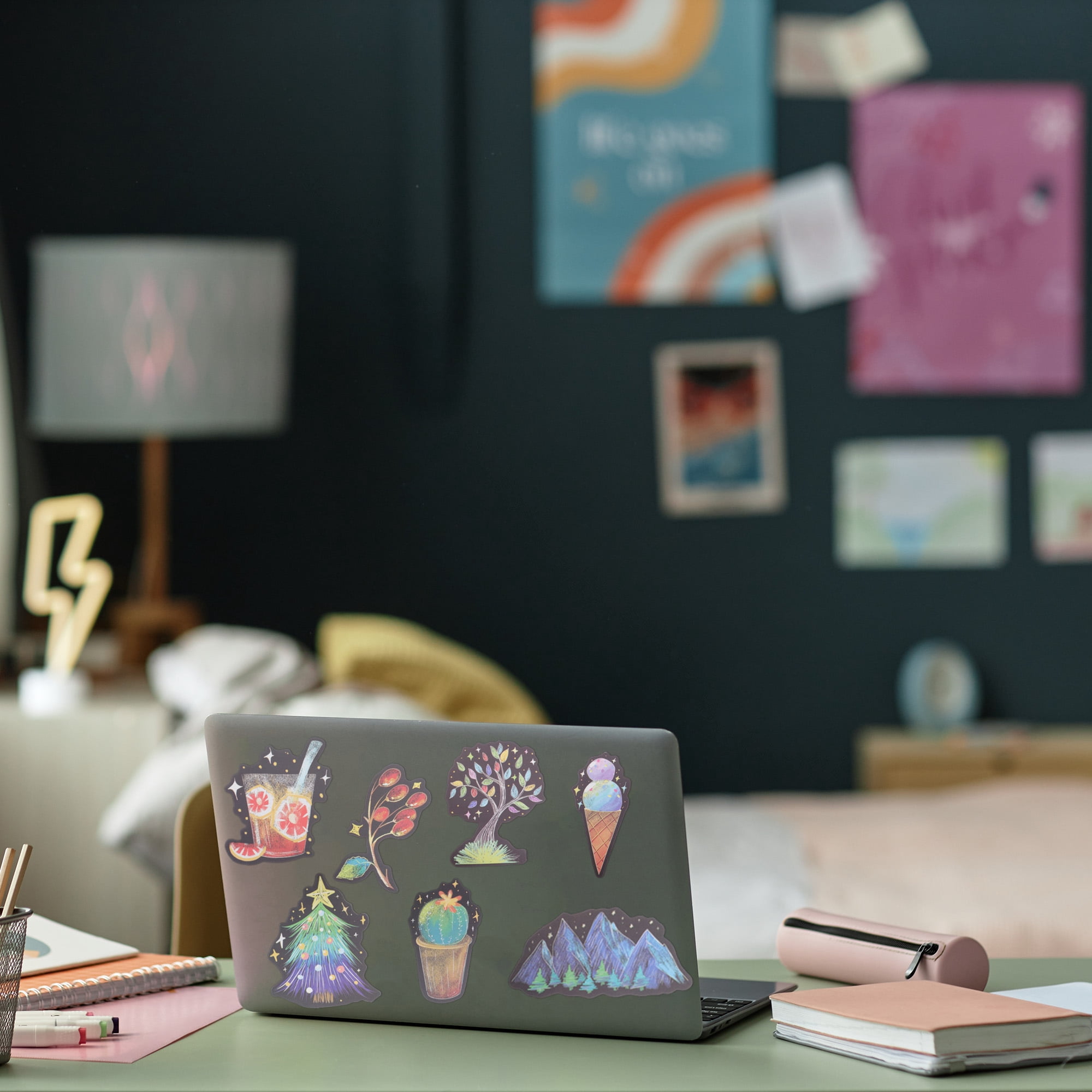 Unique Bargains Waterproof Reading Stickers for Laptop Scrapbook Black Graffiti
