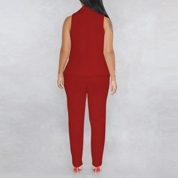Riforla Women's Casual Fashion Commuting Pants Small Suit Two Piece Set 2 Piece Sets for Women Red S