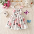 thumbnail image 3 of JUoaLXG Toddler Girls Casual Dresses Summer Fly Sleeve Floral Suspenders Dance Party Princess Dress Streetwear,White,3-4 Years, 3 of 5