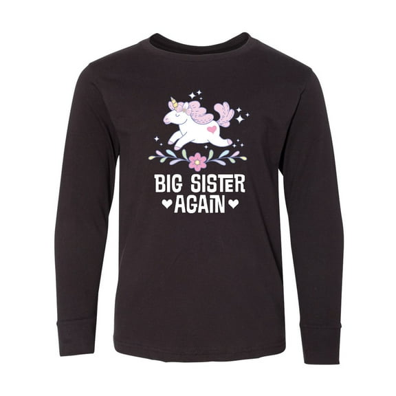 Inktastic Big Sister Again Unicorn Long Sleeve Youth T-Shirt