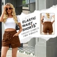 thumbnail image 4 of VDJ Womens Shorts Summer Casual Elastic Waist Drawstring Wide Leg Short Pants Caramel Solid Fashion Short Pants Size XL, 4 of 11