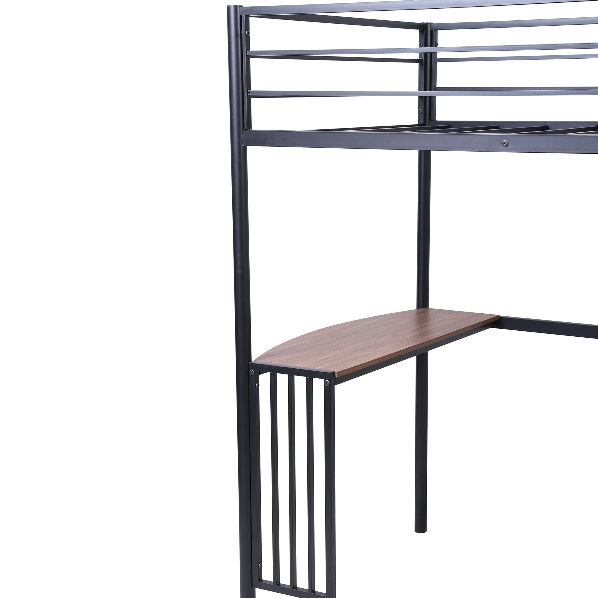 Kepooman Twin Size Metal Loft Bed with Desk & Ladder & Guardrails for Bedroom Dorm, Black Kepooman Twin Size Metal Loft Bed with Desk & Ladder & Guardrails for Bedroom Dorm, Black