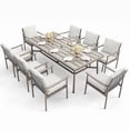 thumbnail image 2 of 9-Piece Aluminum Outdoor Dining Set, 84" Rectangular Table with 8 Rope Chairs & Cushions, 2 of 7