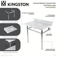 thumbnail image 6 of Kingston Brass KVBH3622M8SQ0 Templeton 36-Inch Carrara Marble Console Sink with Brass Legs (8-Inch, 3-Hole) in Carrara Marble White/Matte Black, 6 of 7
