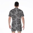 thumbnail image 2 of Black And White Floral Glen Plaid Short Sleeve Men'S Rompers, Checkered Caro Plaid Tartan Casual Summer Jumpsuits Outfit, 2 of 4