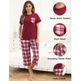 thumbnail image 4 of Women's Short Sleeve Pajamas Sets with Capri Pants 2 Piece Womens Capri Pajama Sets with Pockets Summer Plaid Print Sleepwear Set for Women, S-XXL, 4 of 10