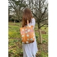 thumbnail image 2 of Tote Bag: Cream Flowers on Orange by India  Purry, 2 of 3