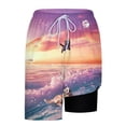 thumbnail image 6 of Brnmxoke Men's Swimming Trunks with Liner Summer Funny Print Drawstring Elastic Waist Built-in Board Shorts 2 in 1 Quick Dry Swimwear Beach Shorts with Pockets Orange,XXL, 6 of 8