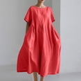 thumbnail image 3 of HomeGardon Liquidation! Robes d'Été pour Femmes 2025, Robes d'Été pour Femmes, Robe Unie Décontractée d'Été pour Femmes à Col Rond et Manches Courtes, P-XXXXXL, 3 of 4