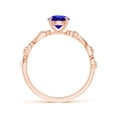 thumbnail image 2 of Angara Natural 0.9 Ct. Tanzanite with Diamond Side Stone Ring in 14K Rose Gold for Women (Ring Size: 11.5), 2 of 9
