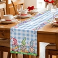 thumbnail image 5 of Easter Bunny Gnomes Table Runner - 120 Inch Long Spring Easter Eggs Floral Blue Plaid Cotton and Linen Blended Dress Scarves Farmhouse Table Runner for Kitchen Dining, Coffee Table, 13" x 120", 5 of 8