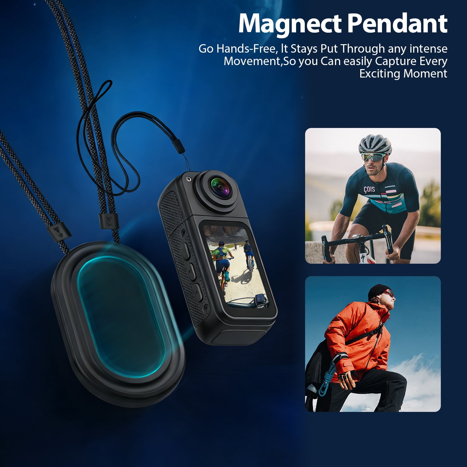 Mini Action Camera 64GB ,Thumb POV Portable Body Cam Wearable Video Recorder, Helmet Mount, Magnetic Sport DV for Cycling, Motorcycle ,Pet, Vlog (Black)