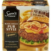 Sam's Choice Pub Style Black Angus Beef Burgers, 2 Count, 2 lbs (Frozen)