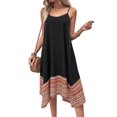 thumbnail image 3 of Women'S Boho Color Block Long Dress Hawaii Flowy Spaghetti Strap Dresses Black M, 3 of 9