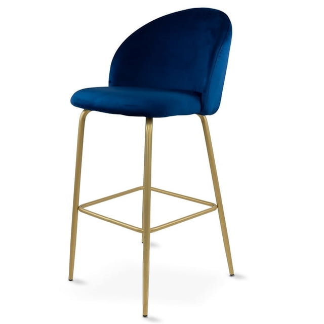 Silla Alta Zurich Mirel Para Barra de Cocina Banco Desayunador Tapizado con Asiento Suave Azul Oscuro