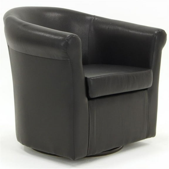 Fox Hill Trading Marlee Traditional Faux Leather Swivel Club Chair in Black