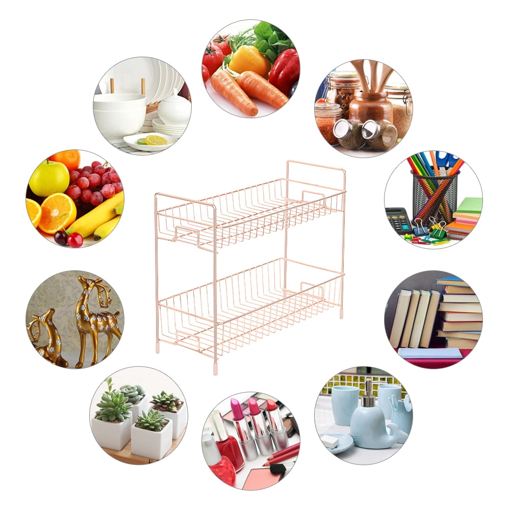 Rose Gold 2 Tier Countertop Spice Rack Organizer Storage Shelf by [Brand Name]