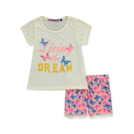 

Love From The Heart Girls 2-Piece Dream Shorts Set Outfit - cream/multi 4t (Toddler)