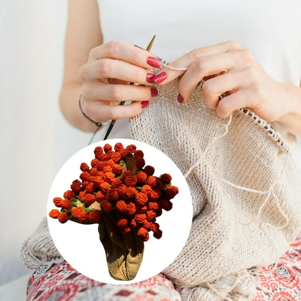 Kit de crochet de manta de flores kit de inicio de crochet accesorios versátiles artesanías de regalo de tejido de bricolaje para adultos iniciales CaquiBlancoNaranjaRosa
