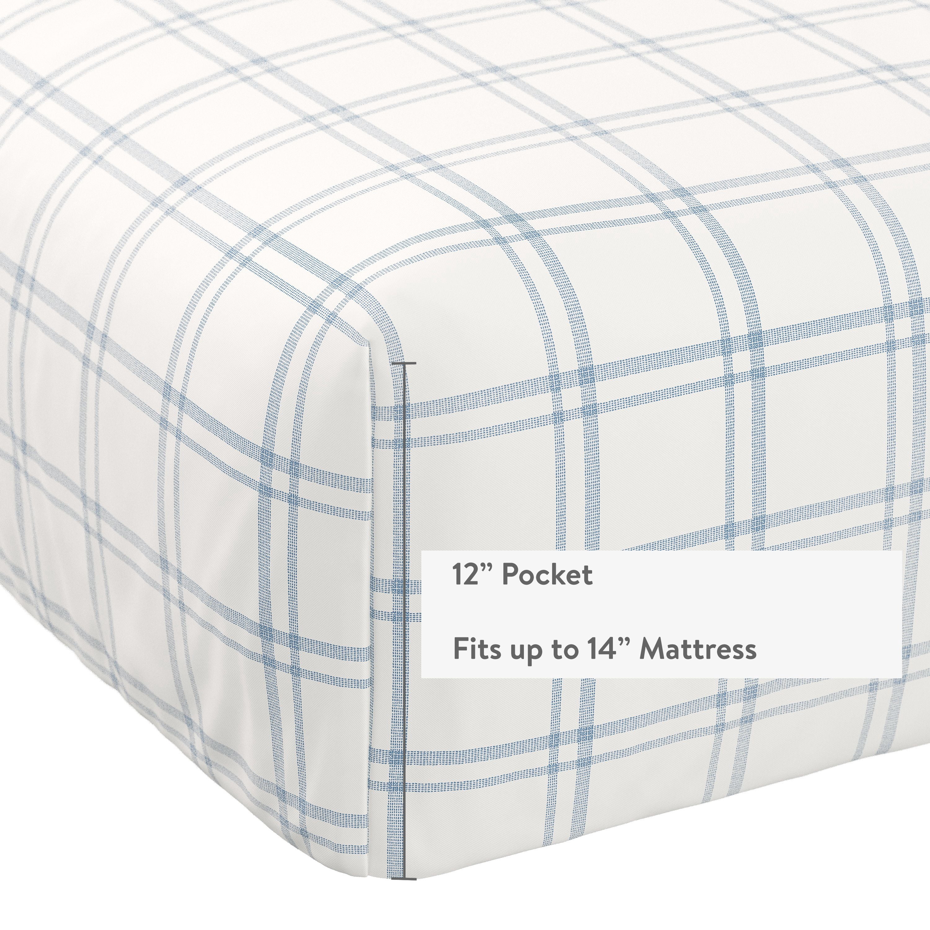 Mainstays Kids Microfiber Bed Sheet Set, Queen, Plaid, 4 Pieces