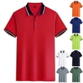 thumbnail image 2 of FUZHIQ Men's Short Sleeve Polo Shirts Regular Fit Contrast Collar & Solid Color, Breathable Soft Fabric Multi Colors for Summer Business Casual Daily Wear,M, 2 of 3