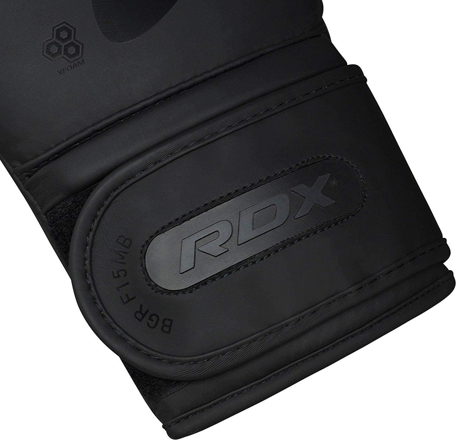 RDX F15 Boxing Muay Thai Kickboxing Training Gloves, Maya Hide Leather, Ventilated Palm - Matte Black - 12 oz