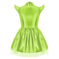 thumbnail image 3 of vastwit Robe 2 Pcs pour Filles Enfants, Robe Tutu à Volants à Manches Volantes Brillantes Iridescentes avec Serre-Tête, Vert, 6, 3 of 6
