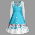 thumbnail image 4 of Lilgiuy Womens Round Neck Lace Splicing Long Sleeves Christmas Party Dress Ladies Vintage Dress Light Blue Fall for 2022 Spring Winter, 4 of 5