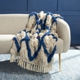 thumbnail image 4 of Safavieh  Lila Grace Geometric Pattern Fluffy Tufted Pure Cotton Throw Navy/Beige, 4 of 5
