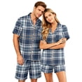 thumbnail image 3 of VV AVEORS Christmas Silk Pajamas For Men And Women Plaid Couples Pajamas Sets Long Short Sleeve Sleepwear Button Down Loungewear Pjs Sets White XL, 3 of 6