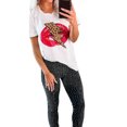 thumbnail image 3 of DYMADE Women Round Neck Leopard Lips Short Sleeve Casual Top Blouse, 3 of 3