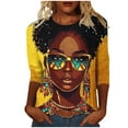 thumbnail image 2 of Wancir Happy Kwanzaa Shirts for Women 3/4 Sleeve African American Celebration Tops Pride Black Queen Seven Principles Tshirt, 2 of 5