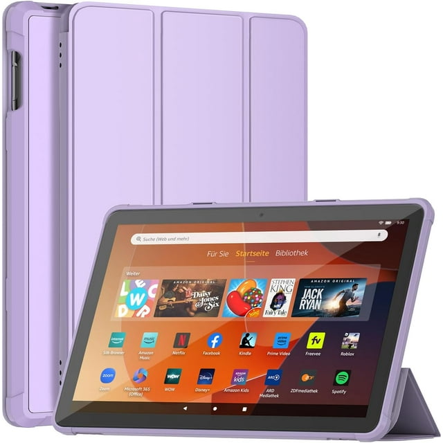 czcpp-Fire HD 10 Étui pour Tablette (13e Gén, 2023), Support Trifold Léger à Double Angle avec Dos en TPU Souple pour Tablette Fire HD 10 Kids & Kids Pro, Réveil/sommeil Automatique, Ne Convient Pas à l'iPad Samsung-Violet