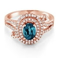 thumbnail image 2 of Gem Stone King 2.15 Ct Oval London Blue Topaz 18K Rose Gold Plated Silver Ring (Size 7), 2 of 3