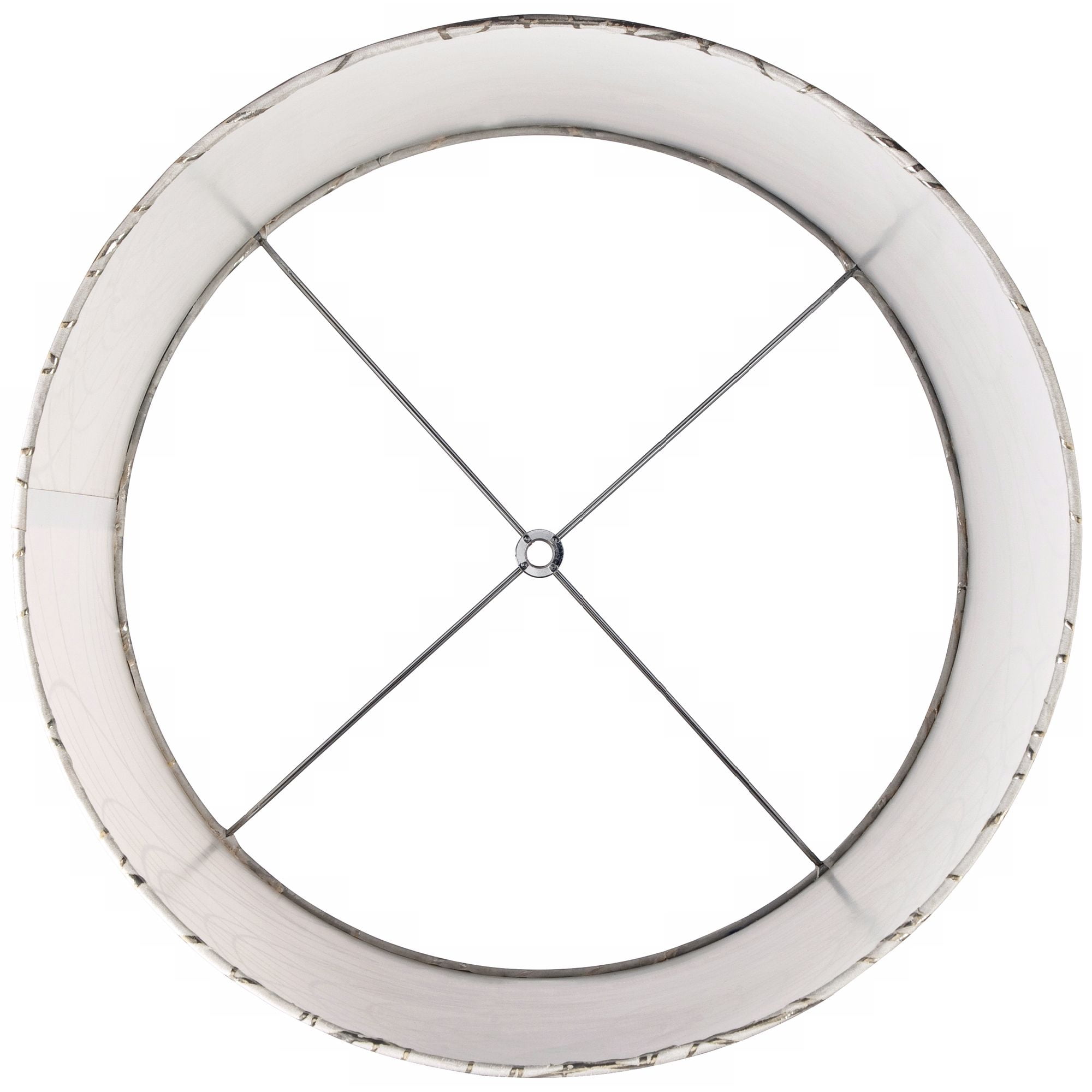 Springcrest Set of 2 Drum Lamp Shades Off-White Silver Circles Medium 15" Top x 16" Bottom x 11" High Spider with Harp and Finial