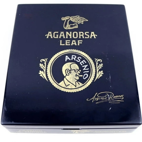 Aganorsa Leaf Arsenio Corona Empty Wood Cigar Box 7.25" x 6.5" x 1.75"